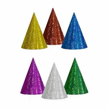 Gekleurde feesthoedjes glitter stuks