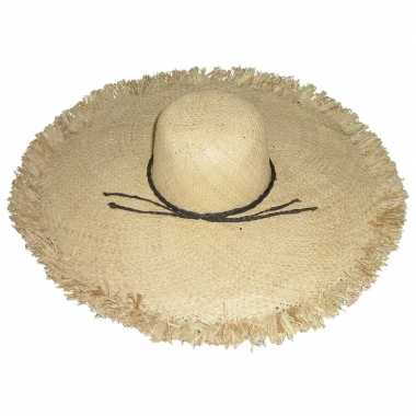 Stro strandhoed/zonnehoed ibiza style saba dames