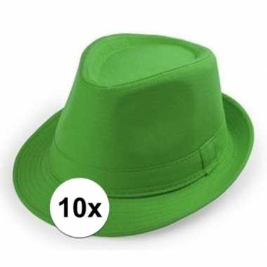 X groen trilby verkleed hoedjes volwassenen