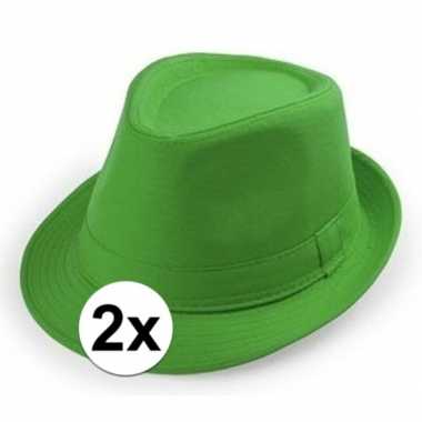 X groen trilby verkleed hoedjes volwassenen