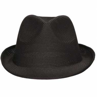 Zwart trilby verkleed hoedje/gleufhoed volwassenen