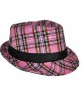 Al capone hoed schotse ruit roze
