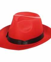 Fedora hoed rood zwarte band