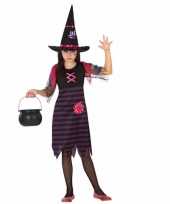 Halloween halloween heksen kostuum paars zwart meisjes