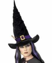 Halloween heksen hoed zwart paars