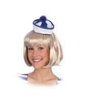 Mini matrozen hoedje blauw wit