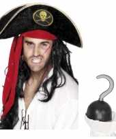 Piraat accessoires verkleedset hoed piratenhaak