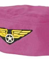 Roze stewardess hoedje logo