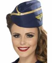 Stewardess hoedje blauw