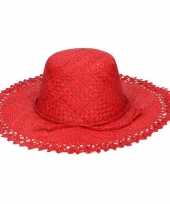 Stro strandhoed zonnehoed rood tresse dames