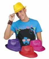 Stro trilby hoedje felle kleuren