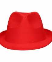 Toppers rood trilby verkleed hoedje gleufhoed volwassenen