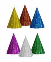 X gekleurde feesthoedjes glitter 10134229