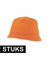 X oranje vissershoedjes zonnehoedjes volwassenen 10141474