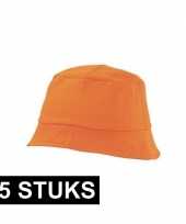X oranje vissershoedjes zonnehoedjes volwassenen 10141477