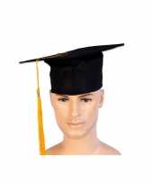 X stuks afstudeer hoeden geslaagd zwart gouden kwast volwassenen 10292446