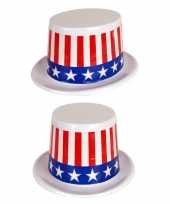 X stuks plastic usa amerikaanse thema hoed stars and stripes 10296853