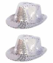 X stuks zilver pailletten party verkleed hoedje led licht