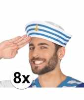 X wit blauw matrozen verkleed hoedjes volwassenen 10133125